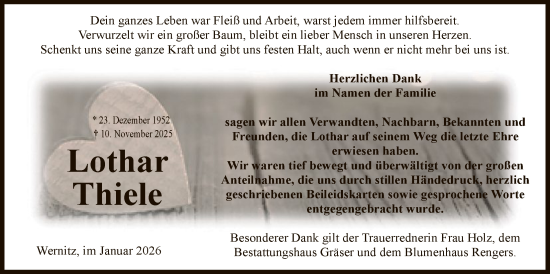 Traueranzeige von Lothar Thiele von AMZ