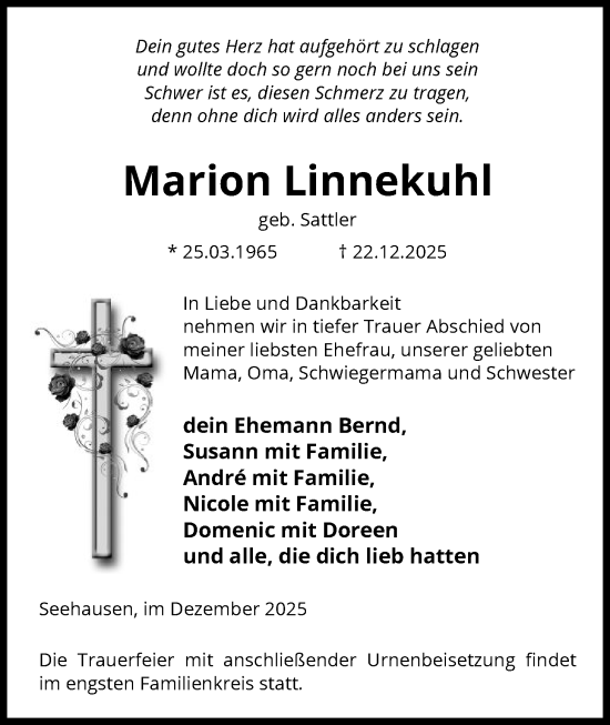 Traueranzeige von Marion Linnekuhl von AMZ