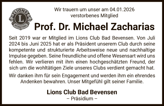 Traueranzeige von Michael Zacharias von AZ