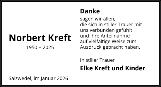Traueranzeige von Norbert Kreft von AMZ