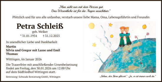 Traueranzeige von Petra Schleiß von IK