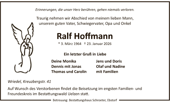 Traueranzeige von Ralf Hoffmann von AZ