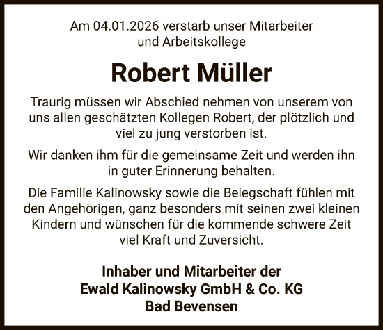 Traueranzeige von Robert Müller von AZ