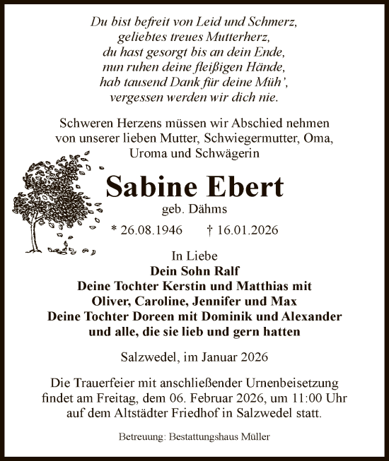 Traueranzeige von Sabine Ebert von AMZ