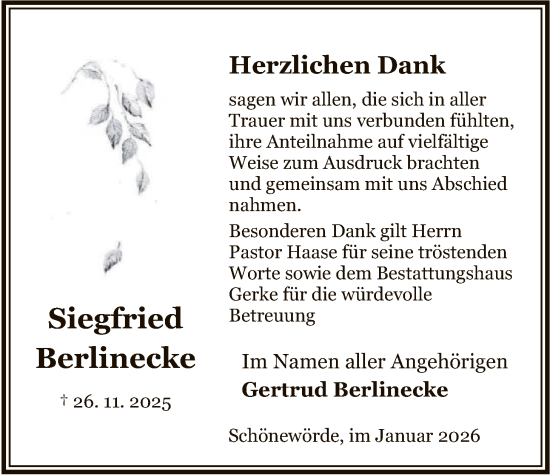 Traueranzeige von Siegfried Berlinecke von IK