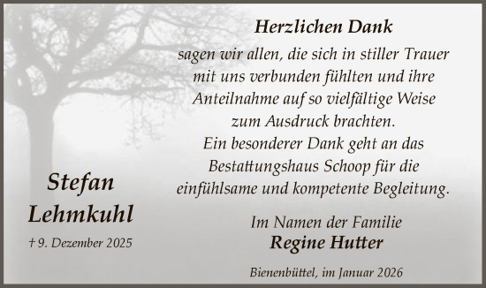 Traueranzeige von Stefan Lehmkuhl von AZ