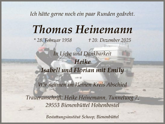 Traueranzeige von Thomas Heinemann von AZ