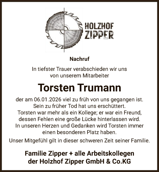 Traueranzeige von Torsten Trumann von AZ