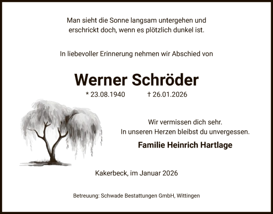 Traueranzeige von Werner Schröder von IK