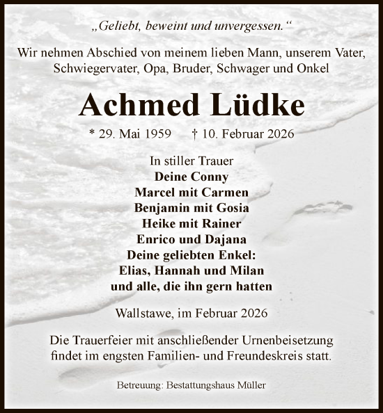 Traueranzeige von Achmed Lüdke von AMZ