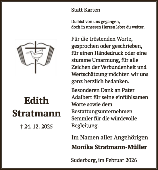 Traueranzeige von Edith Stratmann von AZ