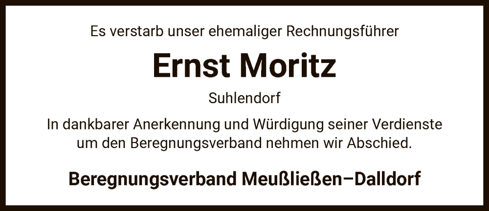  Traueranzeige für Ernst Moritz vom 03.02.2026 aus AZ