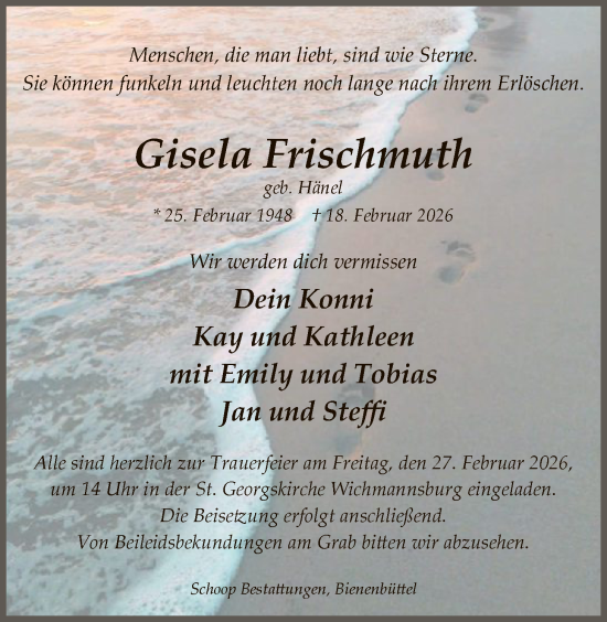 Traueranzeige von Gisela Frischmuth von AZ