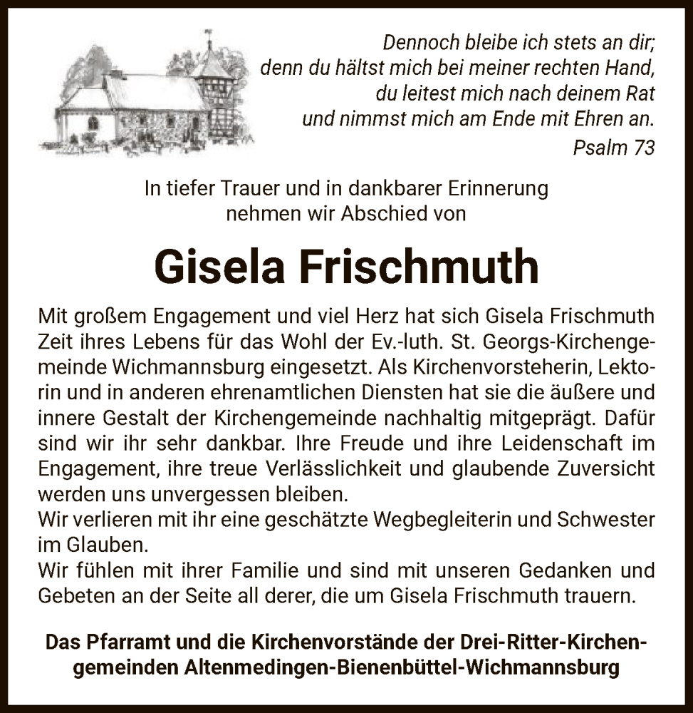  Traueranzeige für Gisela Frischmuth vom 21.02.2026 aus AZ
