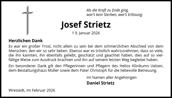 Traueranzeige von Josef Strietz von AZ