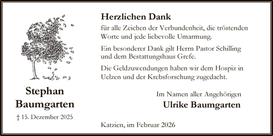 Traueranzeige von Stephan Baumgarten von AZ