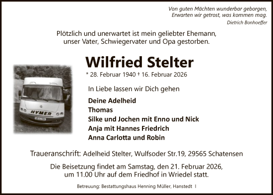 Traueranzeige von Wilfried Stelter von AZ